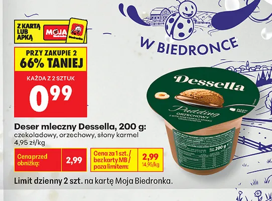 Deser mleczny Dessella czekoladowy promocja w Biedronka