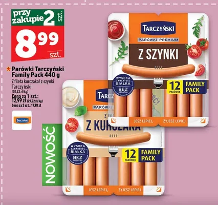 Parówki Tarczyński Family Pack z fileta kurczaka promocja w TOPAZ