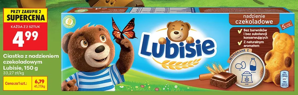Ciastka z nadzieniem czekoladowym Lubisie promocja w Biedronka