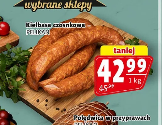 Kiełbasa czosnkowa Pelikan promocja w Prim Market