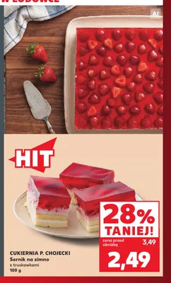 Sernik na zimno z truskawkami Cukiernia P. Chojecki promocja w Kaufland