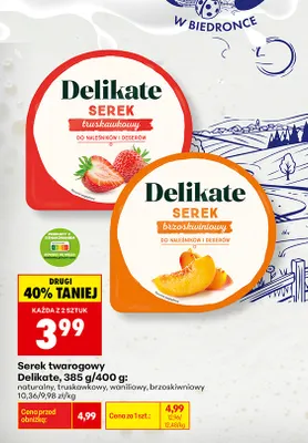 Serek twarogowy Delikate naturalny promocja w Biedronka