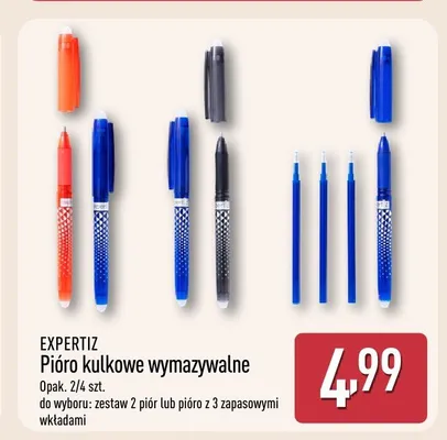 Pióro kulkowe wymazywalne z wkładami Expertiz promocja w Aldi