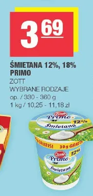 Śmietana 12%, 18% primo promocja w SPAR