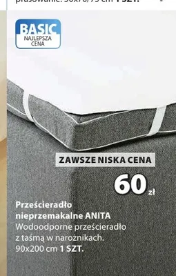 Prześcieradło nieprzemakalne Anita 90x200 cm promocja w Jysk