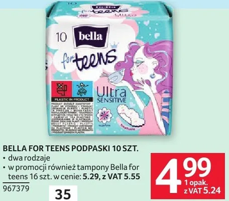 Podpaski Bella for Teens 10 szt. promocja w Selgros