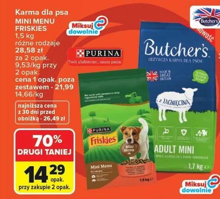 Karma dla psa Purina Friskies Mini Menu promocja w Carrefour