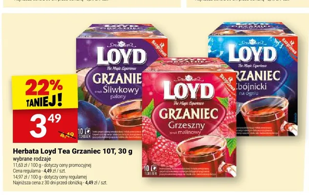 Herbata Loyd Tea Grzaniec Grzeszny smak malinowy promocja w Twój Market