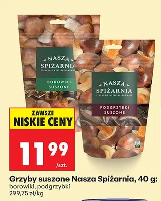 Grzyby suszone borowiki promocja w Biedronka