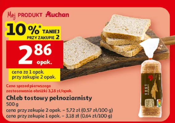 Chleb tostowy pełnoziarnisty Auchan promocja w Auchan