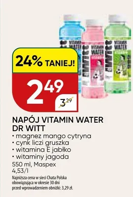 Napój Vitamin Water Dr Witt witaminy jagoda promocja w Chata Polska