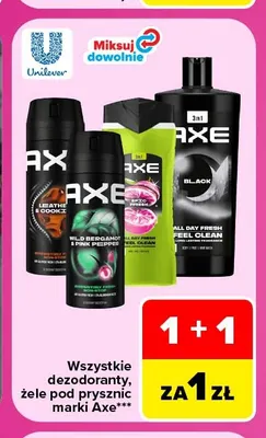 Dezodoranty, żele pod prysznic Axe promocja w Carrefour