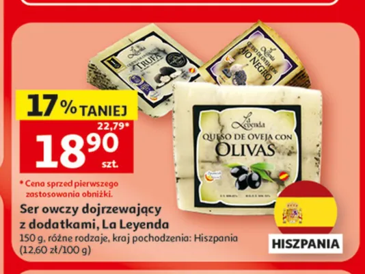 Ser owczy dojrzewający z oliwkami La Leyenda promocja w Auchan