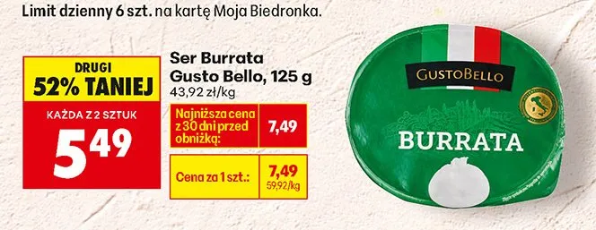 Ser Burrata Gusto Bello promocja w Biedronka