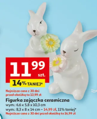 Figurka zajączka ceramiczna promocja w Auchan