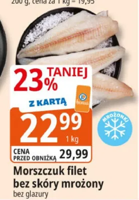 Morszczuk filet bez skóry mrożony bez glazury promocja w Leclerc