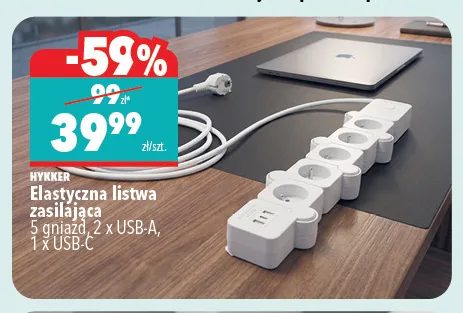 Elastyczna listwa zasilająca Hykker promocja w Biedronka Home