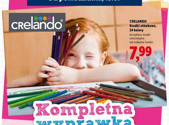 Kredki ołówkowe 24 kolory Crelando sześciokątne promocja w Lidl