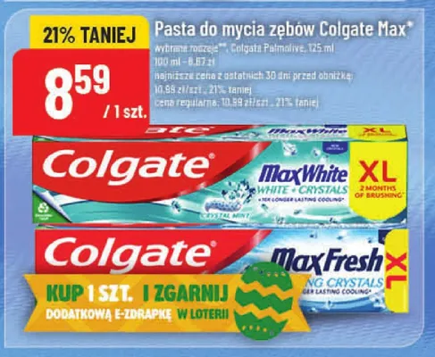 Pasta do mycia zębów Max White Crystal Mint promocja w POLOmarket