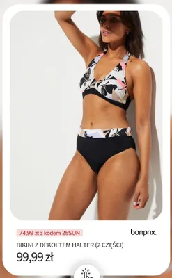 Bikini z dekoltem halter (2 części) Bonprix promocja w bonprix