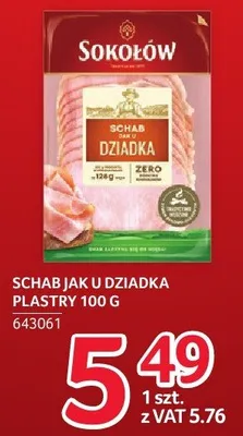 Schab jak u dziadka Sokołów plastry 100 g promocja w Selgros
