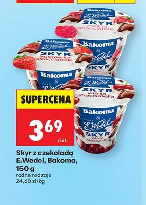 Skyr z czekoladą E.Wedel Bakoma malina stracciatella promocja w Biedronka