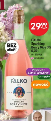 Wino F'ALKO Sparkling Berry Nice 0% półsłodkie promocja w Żabka