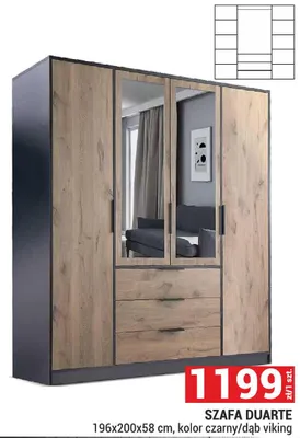 Szafa Duarte 196x200x58 cm, kolor czarny/dąb viking promocja w Merkury Market