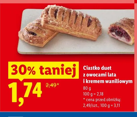 Ciastko duet z owocami lata i kremem waniliowym promocja w Lidl