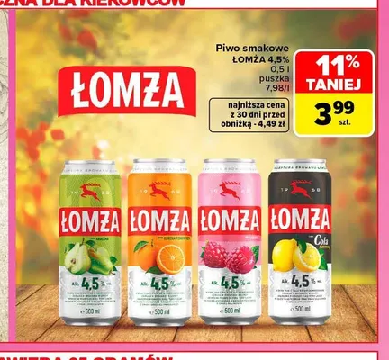 Piwo smakowe Łomża gorzka pomarańcza 4,5% promocja w Carrefour