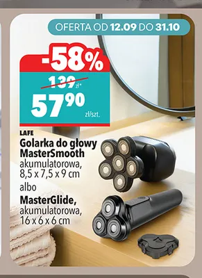Golarka do głowy MasterSmooth akumulatorowa Lafe promocja w Biedronka