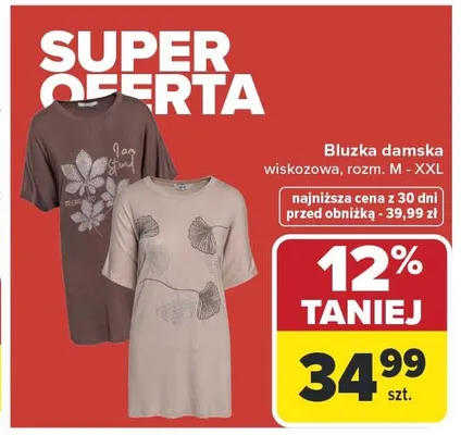 Bluzka damska wiskozowa rozm. M - XXL promocja w Carrefour