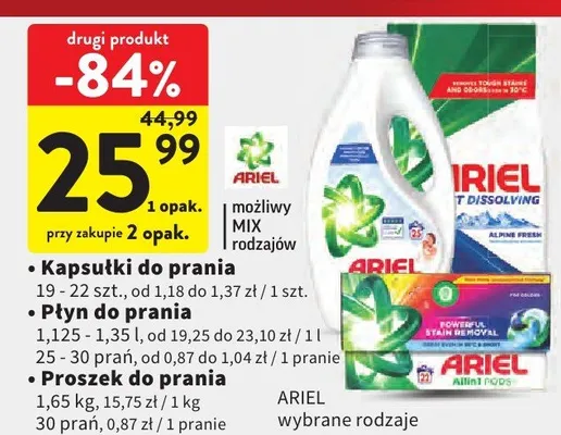 Płyn do prania Ariel promocja w Intermarche
