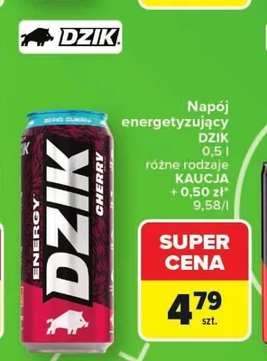 Napój energetyzujący DZIK promocja w Carrefour
