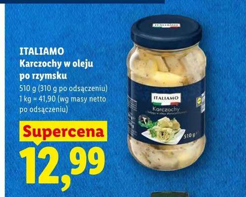 Karczochy w oleju po rzymsku ITALIAMO promocja w Lidl