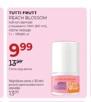 Roll-on damski z kwasami AHA Peach Blossom Tutti Frutti promocja w Drogerie Jawa