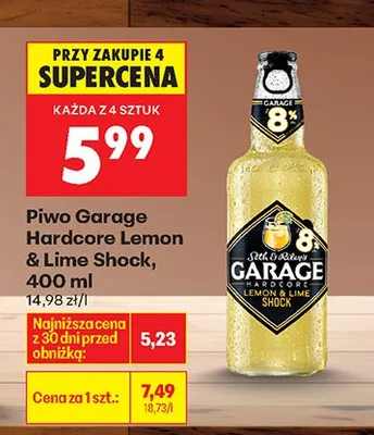 Piwo Garage Hardcore Lemon & Lime Shock promocja w Biedronka