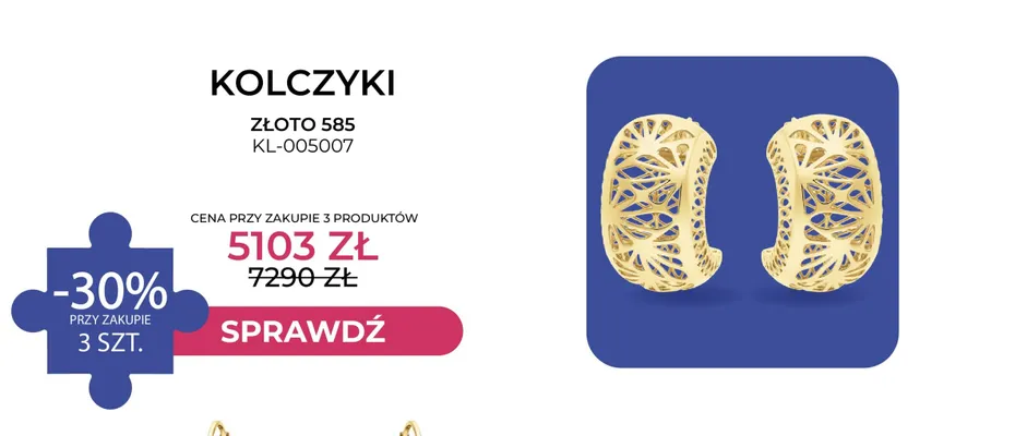 Kolczyki złoto 585 KL-005007 Briju promocja w Briju