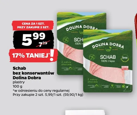 Schab bez konserwantów plastry Dolina Dobra promocja w Netto