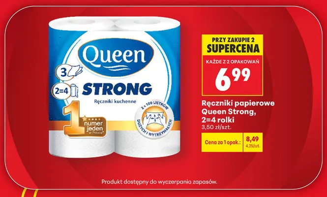Ręczniki papierowe Queen Strong 2-pak promocja w Biedronka