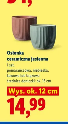 Osłonka ceramiczna jesienna pomarańczowa promocja w Lidl