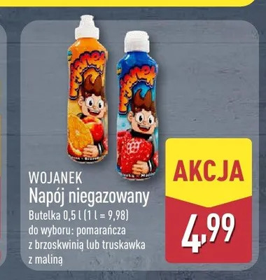 Napój niegazowany Wojanek truskawka z maliną promocja w Aldi