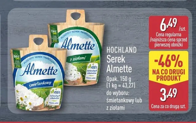 Serek Almette śmietankowy Hochland promocja w Aldi