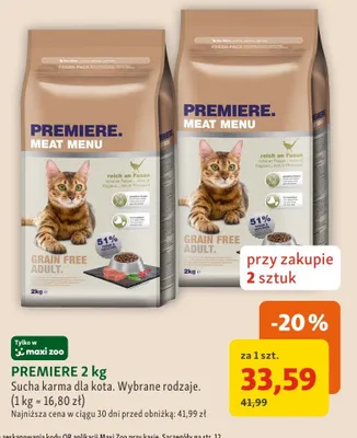 Sucha karma dla kota PREMIERE promocja w MAXI ZOO
