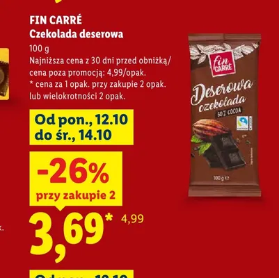 Czekolada deserowa Fin Carré promocja w Lidl
