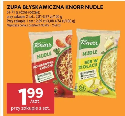 Zupa błyskawiczna nudle różne rodzaje promocja w Stokrotka