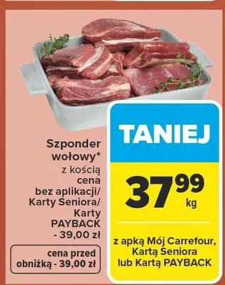 Szponder wołowy z kością promocja w Carrefour