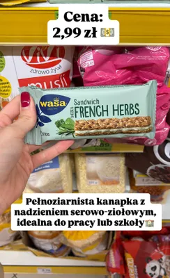 Kanapka sandwich cheese & french herbs pełnoziarnista z nadzieniem serowo-ziołowym promocja w Dino