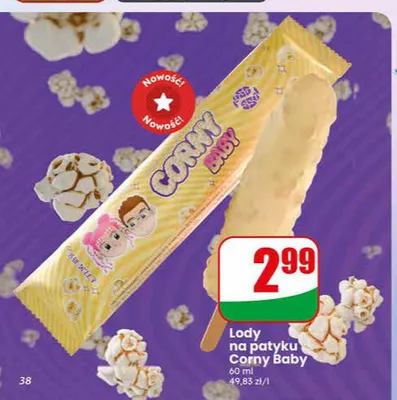 Lody na patyku Corny Baby promocja w Dino