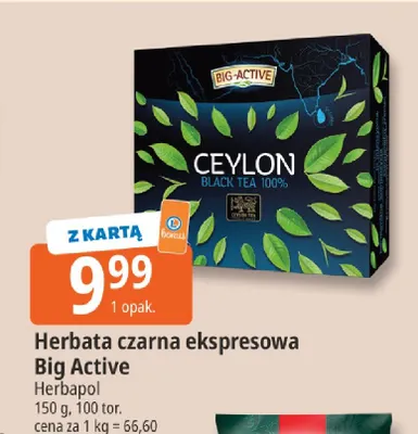 Herbata czarna ekspresowa Big-Active promocja w Leclerc